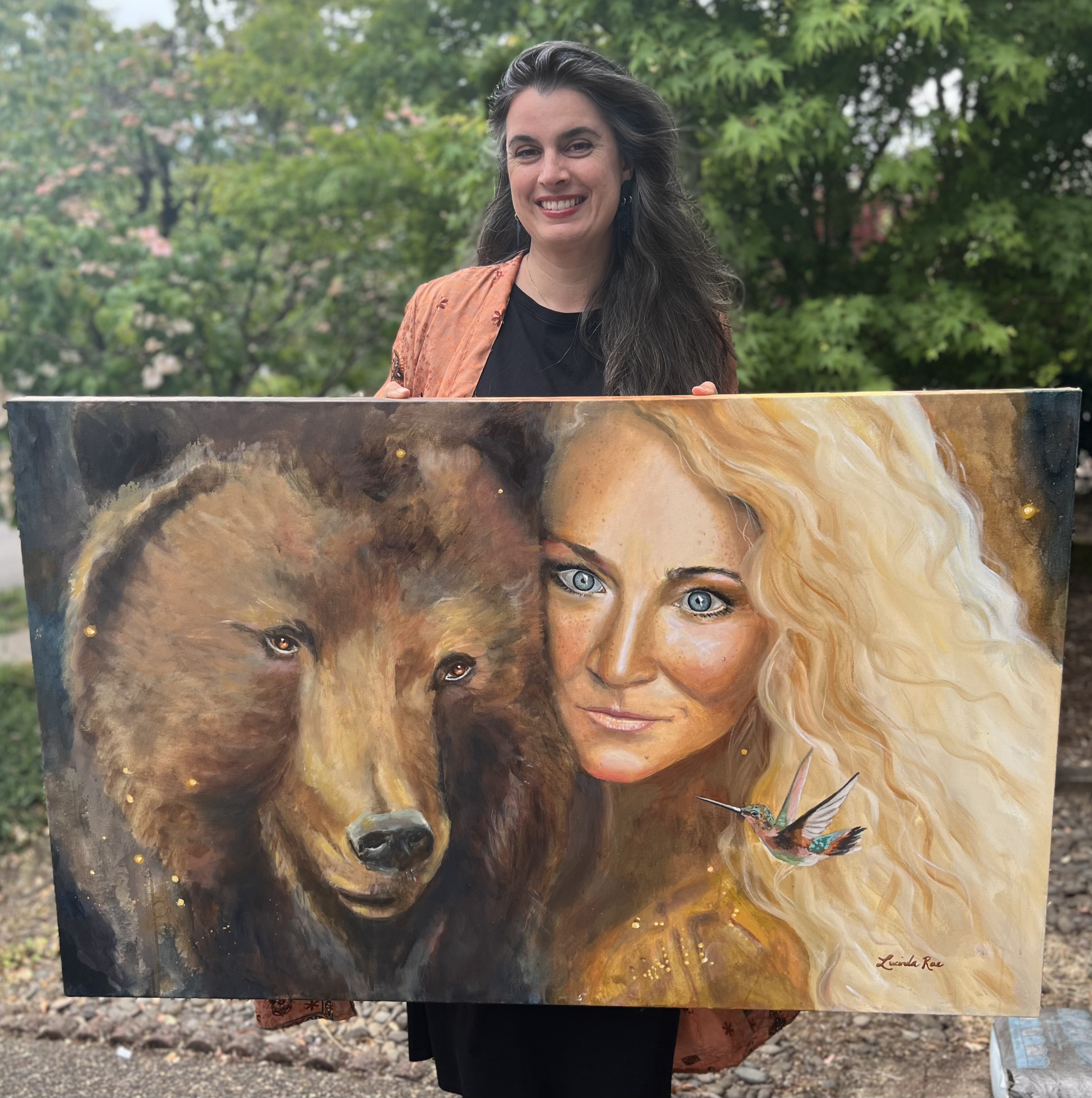 Lucinda with Wonder Woman painting